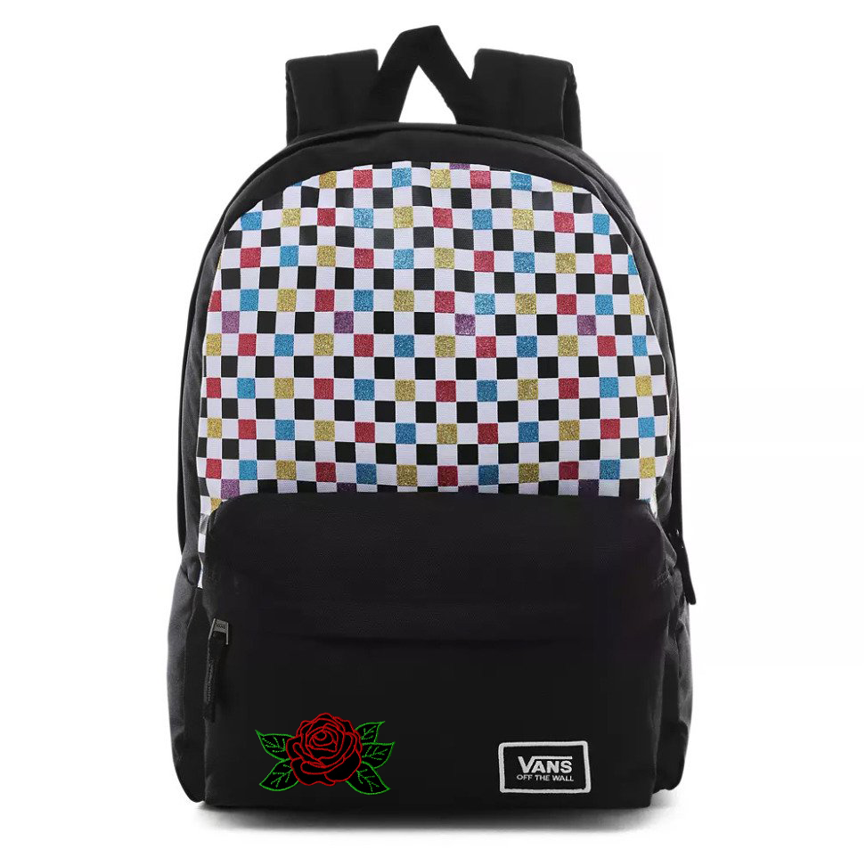 vans checkered bag with roses