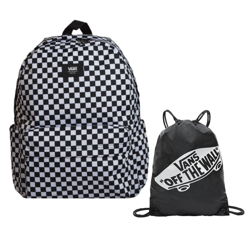 Vans Old Skool Check Backpack White-Black VN000H4XY281 + VANS Benched Bag