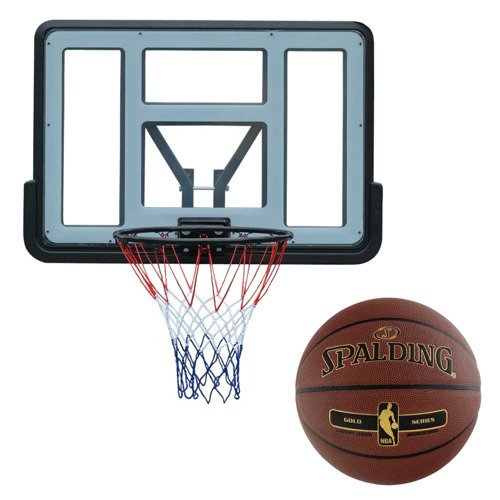 Basketball backboard MASTER 110 x 75 cm Acryl + Spalding NBA Tack Soft Gold 