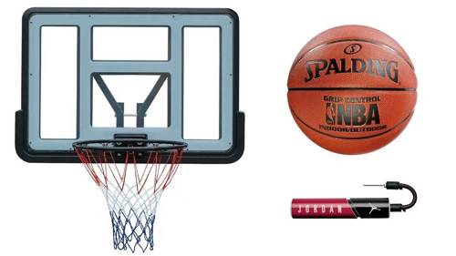Basketball set Spartan Wall Mounted Backboard + Spalding Ball + Pump