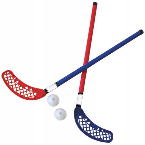 MASTER Set of 2x Floorball Sticks and 2 Floorball Balls for Kids - MASSPSO-0110