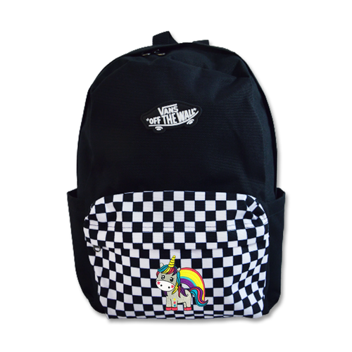 Vans New Skool Backpack Checkerboard VN000628Y281 + Custom Unicorn Rainbow