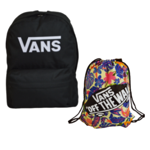 Vans Old Skool Print Backpack Black - VN000H50BLK1 + Vans Benched Bag Flowers