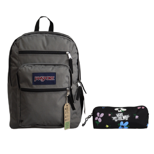 JanSport Big Student Backpack 34L Graphite Grey + Vans Pensil box