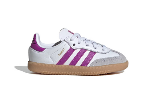 Adidas Samba OG Shoes Kids Cloud White / Purple Burst / Gum - IE8852