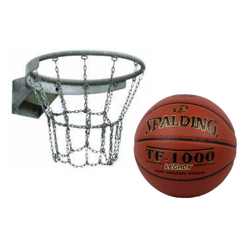 OBRĘCZ DO KOSZYKÓWKI KOSZA STAL OCYNKOWANA ŁAŃCUCH + Piłka do koszykówki Spalding TF-1000 Legacy