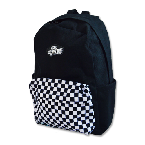 Plecak szkolny Vans New Skool Checkerboard kratka kieszonki VN000628Y281 + Custom Koty Cats