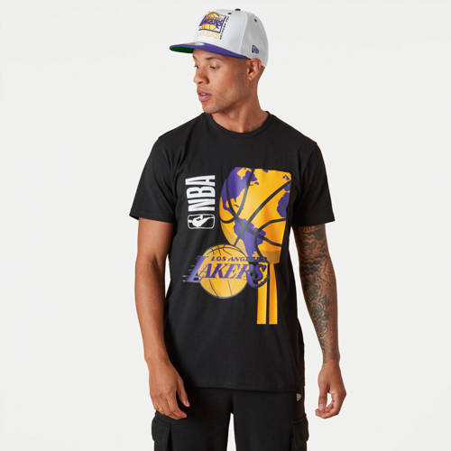 New Era LA Lakers NBA Globe Logo Black Tee T-shirt - 13083916