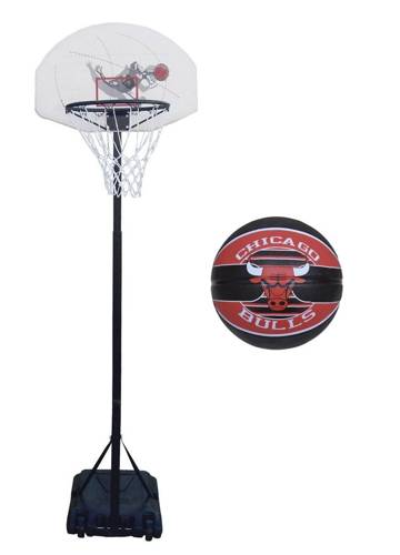 Spartan Portable Basketball Stand - 1179 + Spalding Basketball Chicago