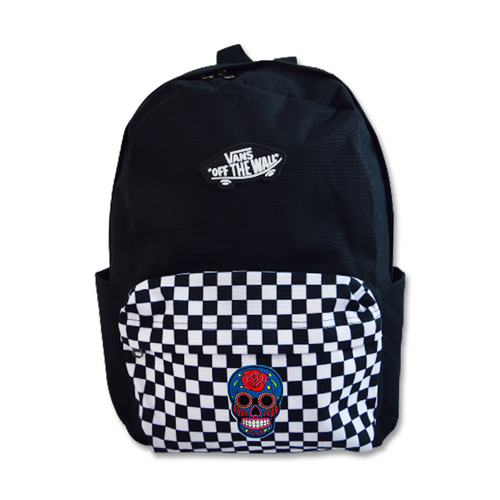 Vans New Skool Backpack Checkerboard VN000628Y281 + Custom Mexican Skull Blue