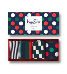 Giftbox 4-pack skarpetki Happy Socks Big dots - XBDO09-4000