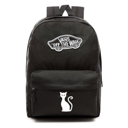 Plecak szkolny sportowy VANS Realm Backpack czarny VN0A3UI6BLK + Custom Cat Kot