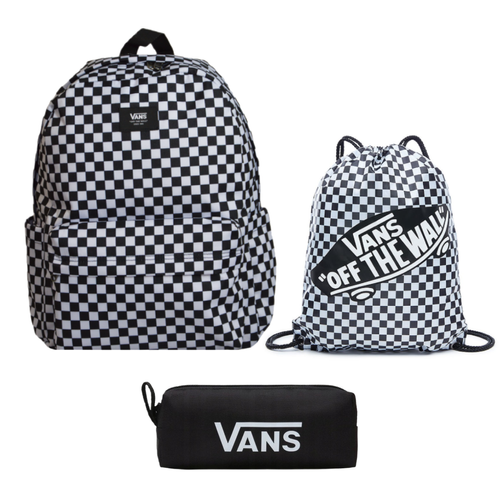 Plecak szkolny sportowy Vans Old Skool Check Backpack Kratka White/Black VN000H4XY281 + Worek + Piórnik