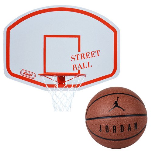 Zestaw do koszykówki Kimet Street Ball Tablica Obręcz z siatką 37 cm + Piłka Jordan Ultimate 8P